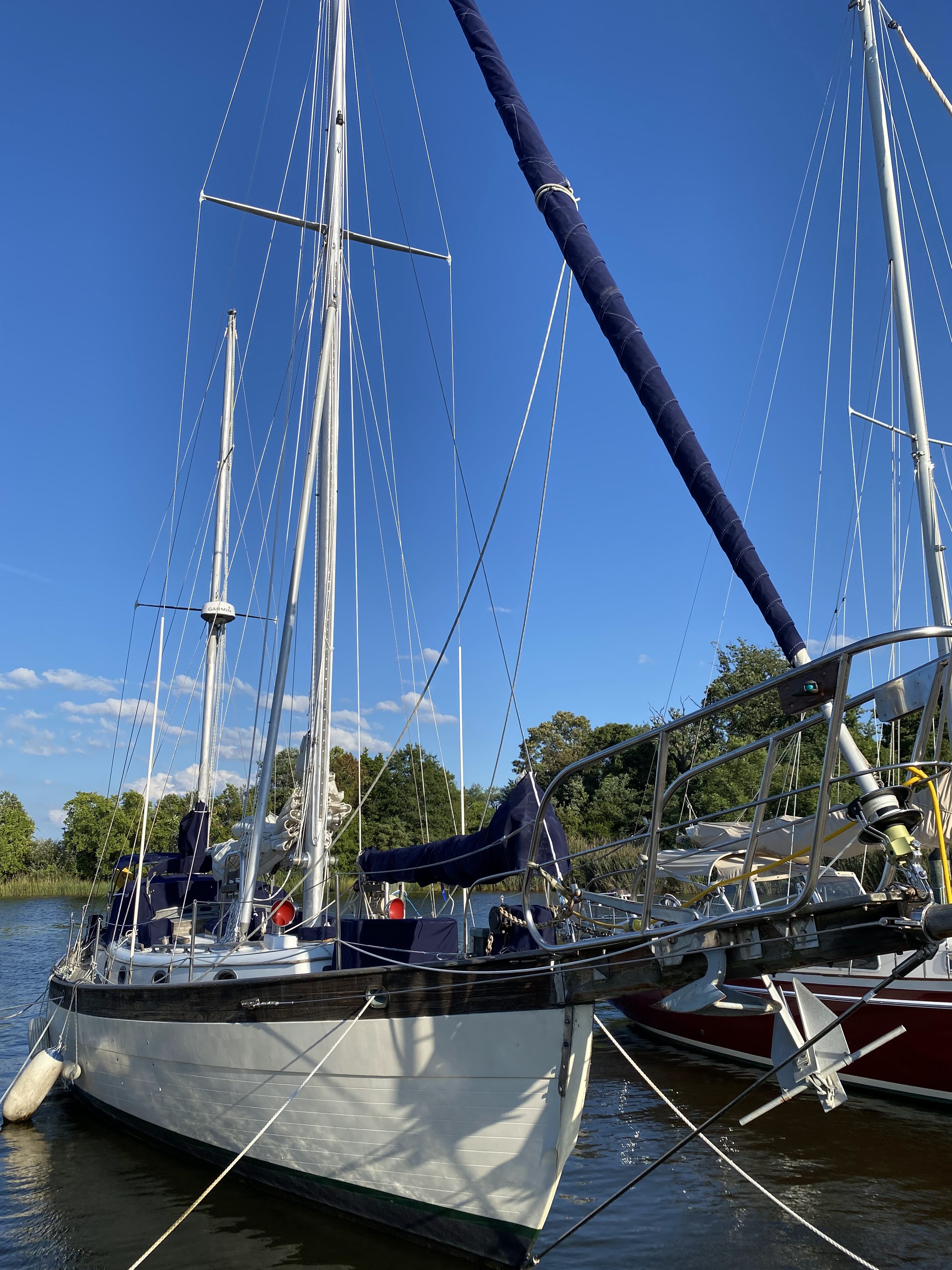Hans Christian 43 ketch mast and standing rigging detail